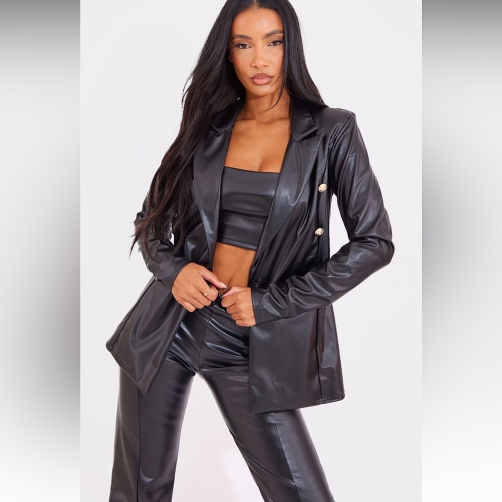 Black Faux Leather Women's Jacket